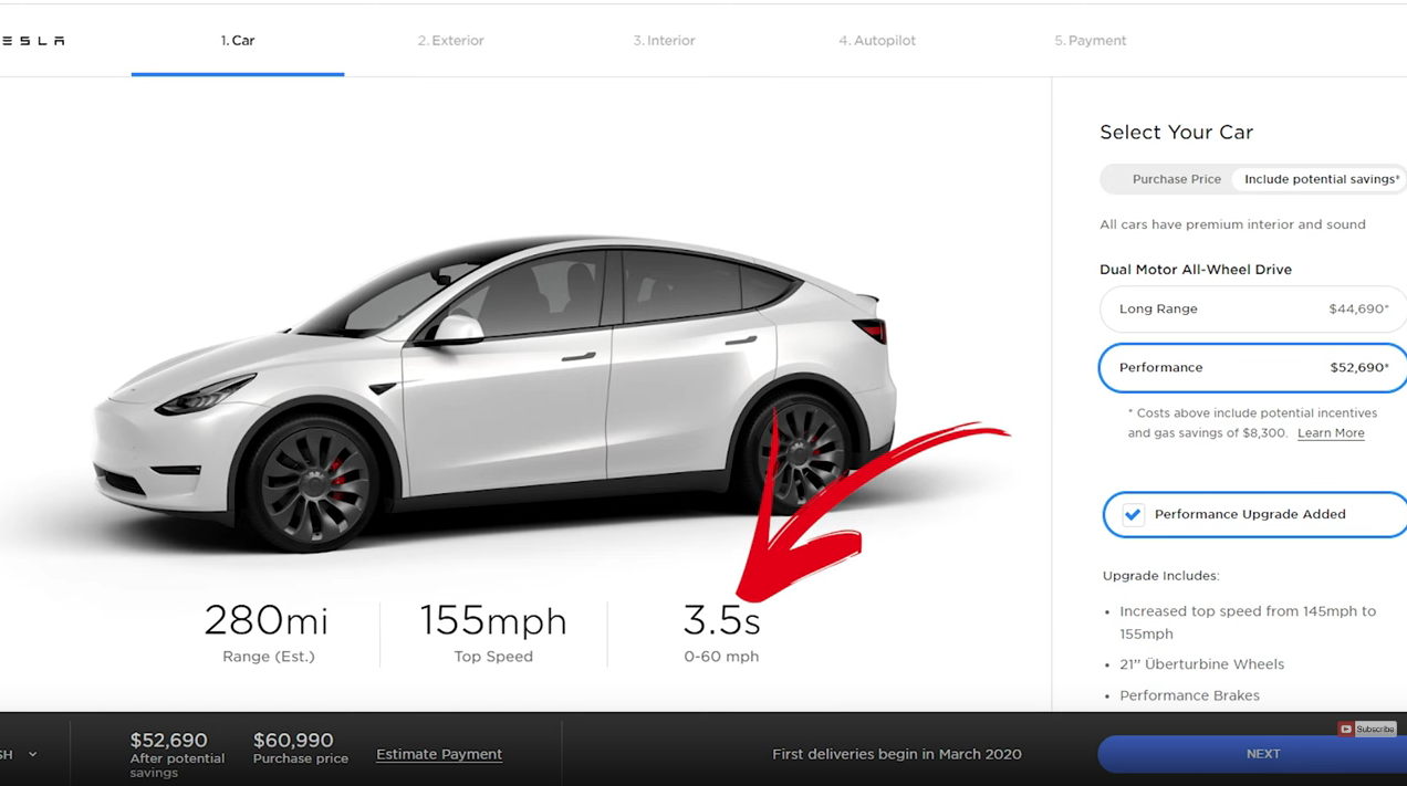 Tesla Model Y Performance stats