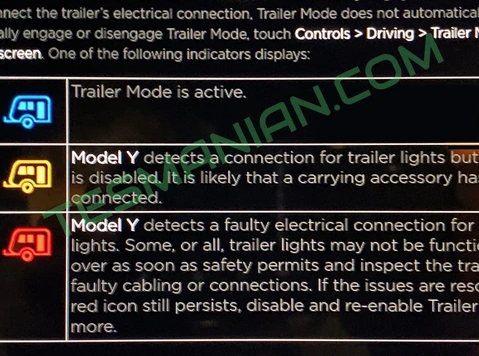 Tesla Model Y Trailer Mode