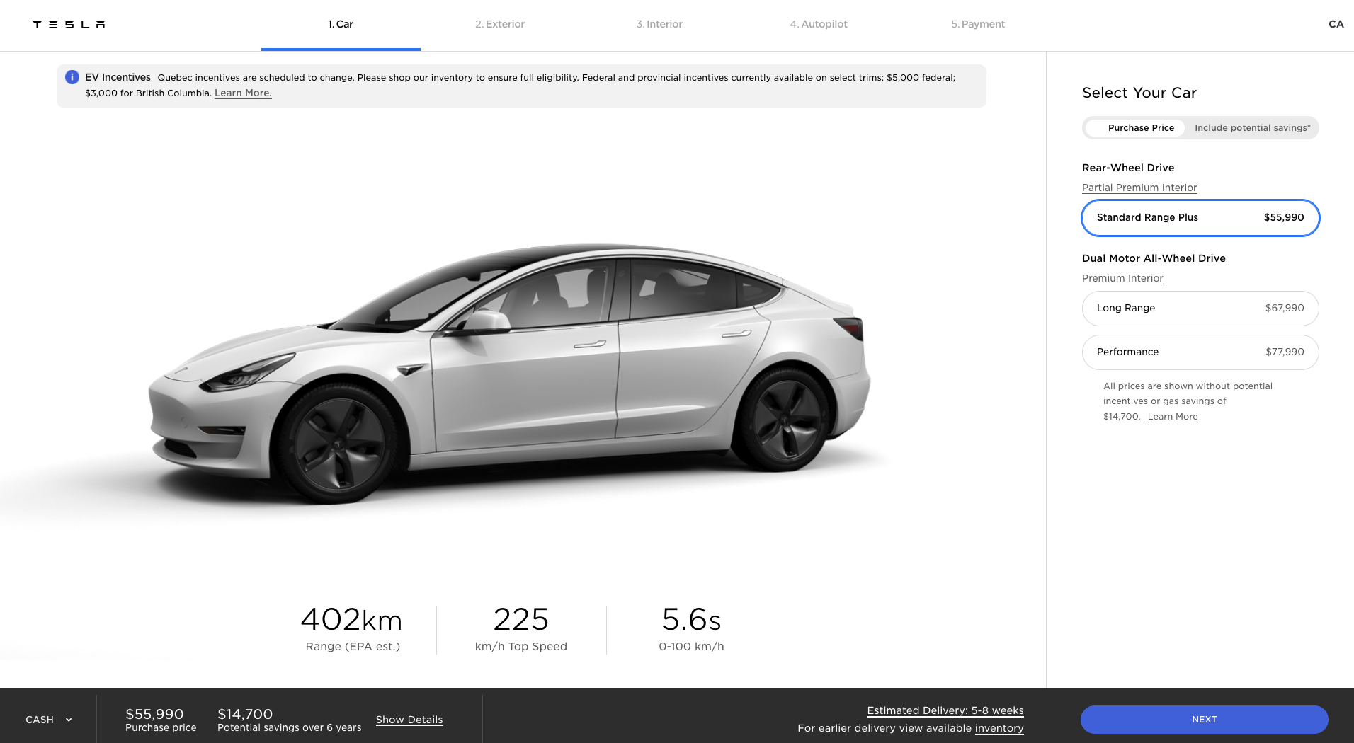 Tesla Model 3 Design Studio after price increase