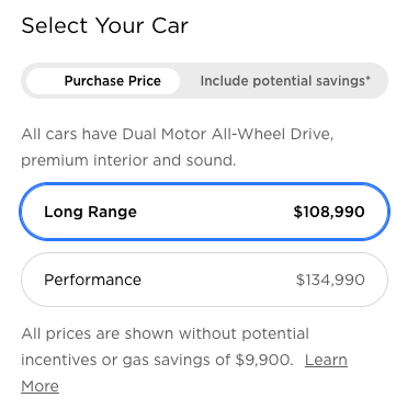 Tesla Model S before price increase Canada