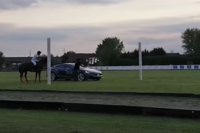Tesla Model S vs a horse