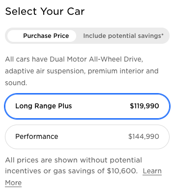 Tesla Model X after price increase Canada