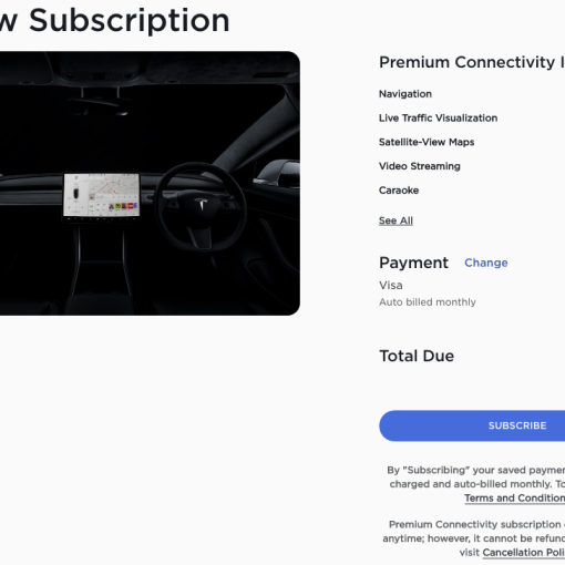 Tesla Premium Connectivity subscription 2