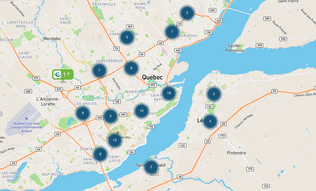 Electric Circuit Quebec charging station map