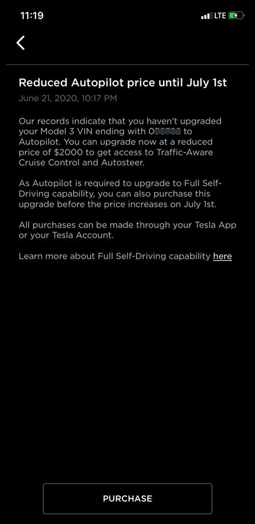 Tesla Basic Autopilot upgrade Canada 2