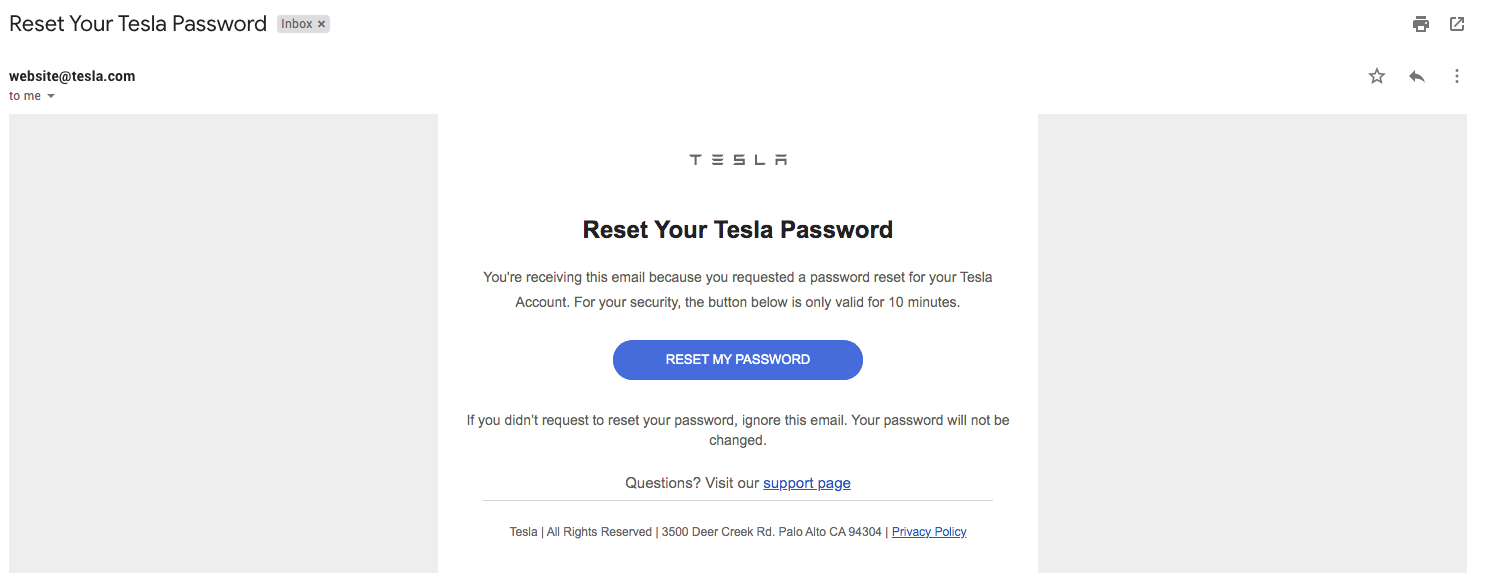 Tesla Car Access Reset Password