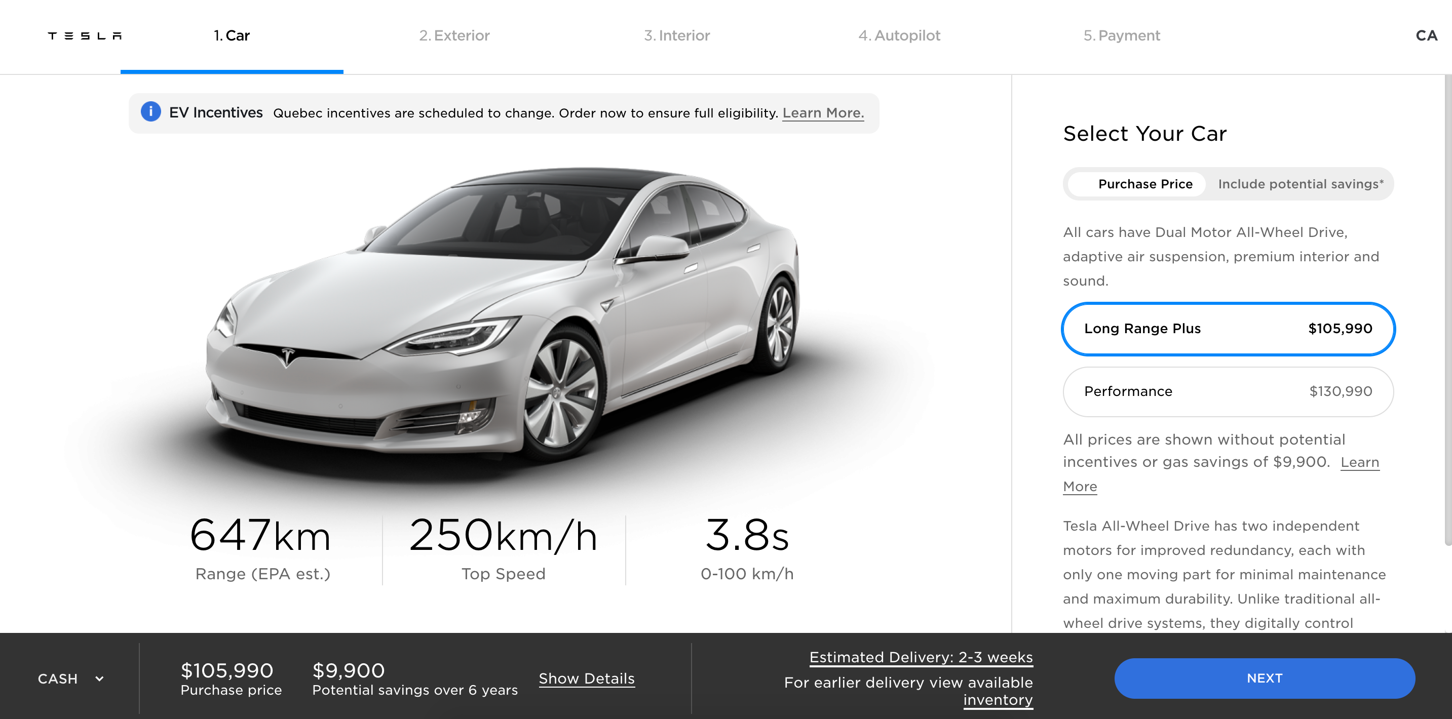 Tesla p85 deals range