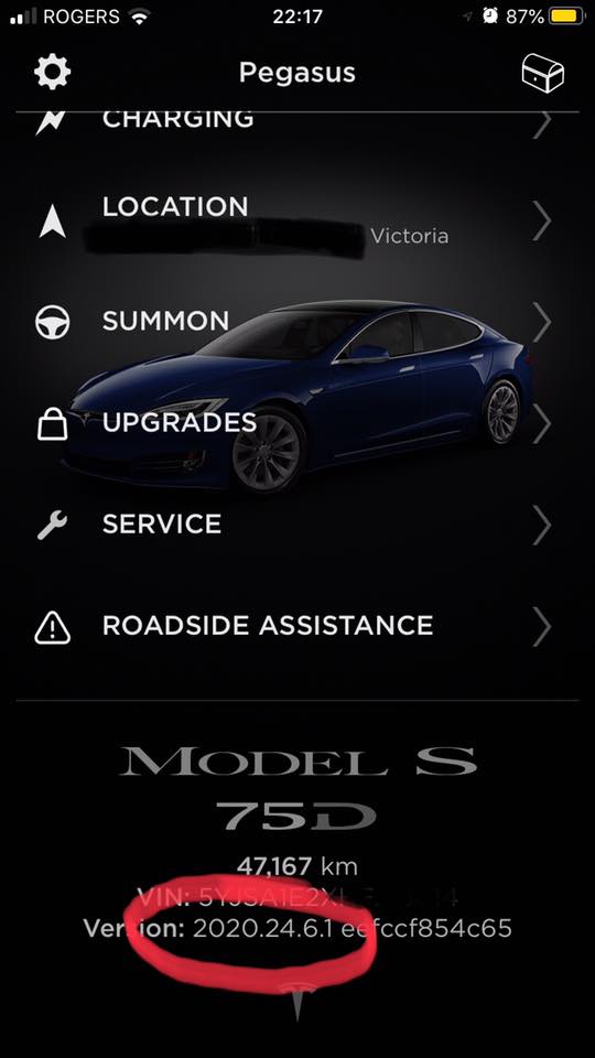 Tesla Model S wtih 2020.24.6.1