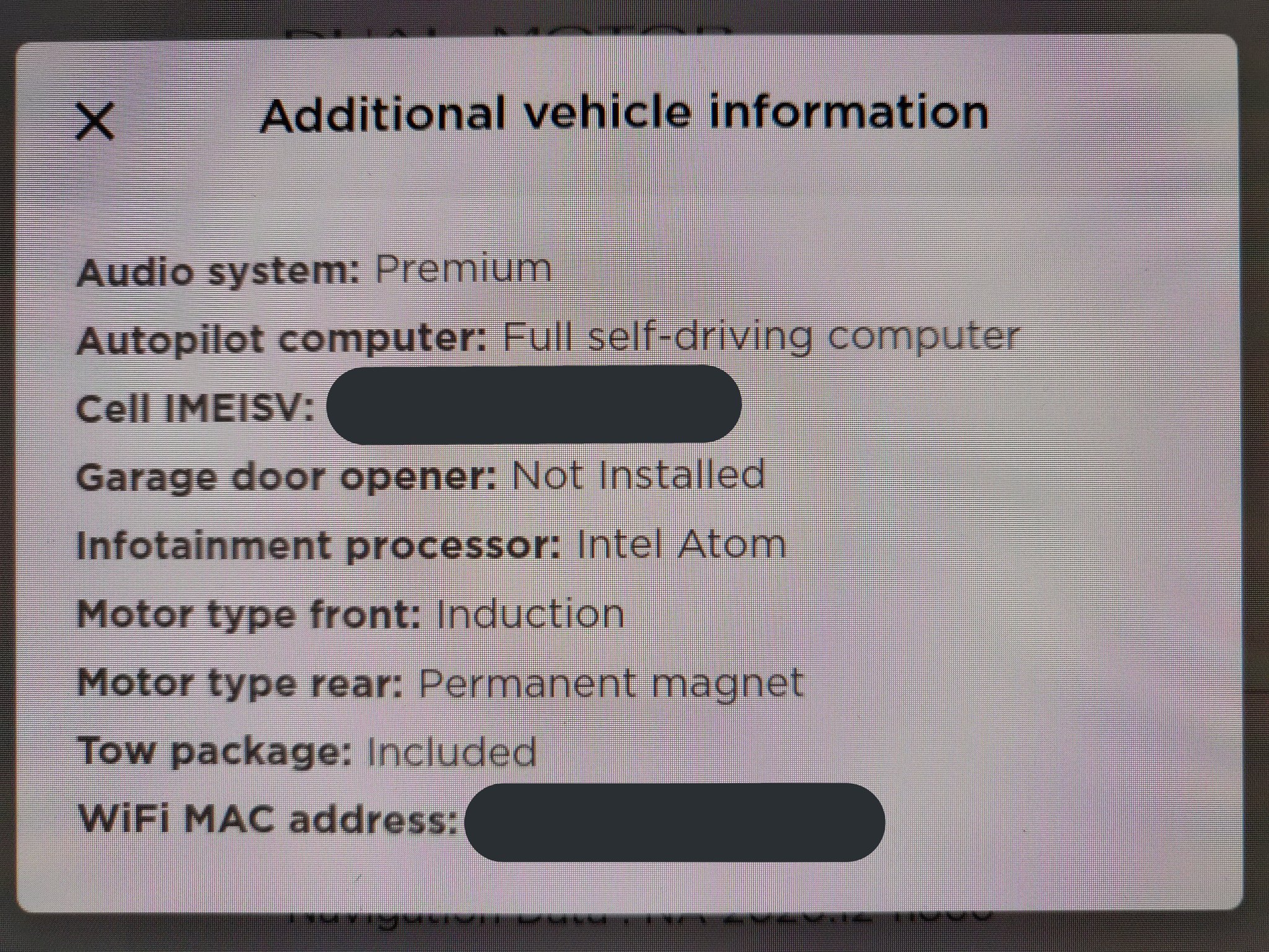 Tesla Model Y addl vehicle info tow package