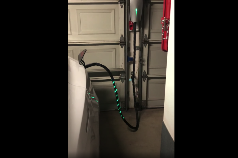 Tesla charging cable with LED lights