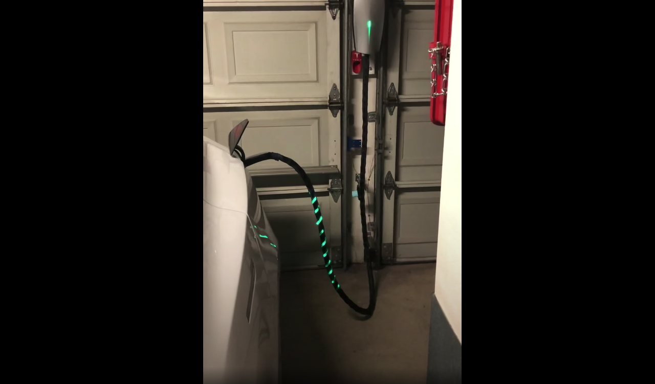 Tesla charging cable with LED lights