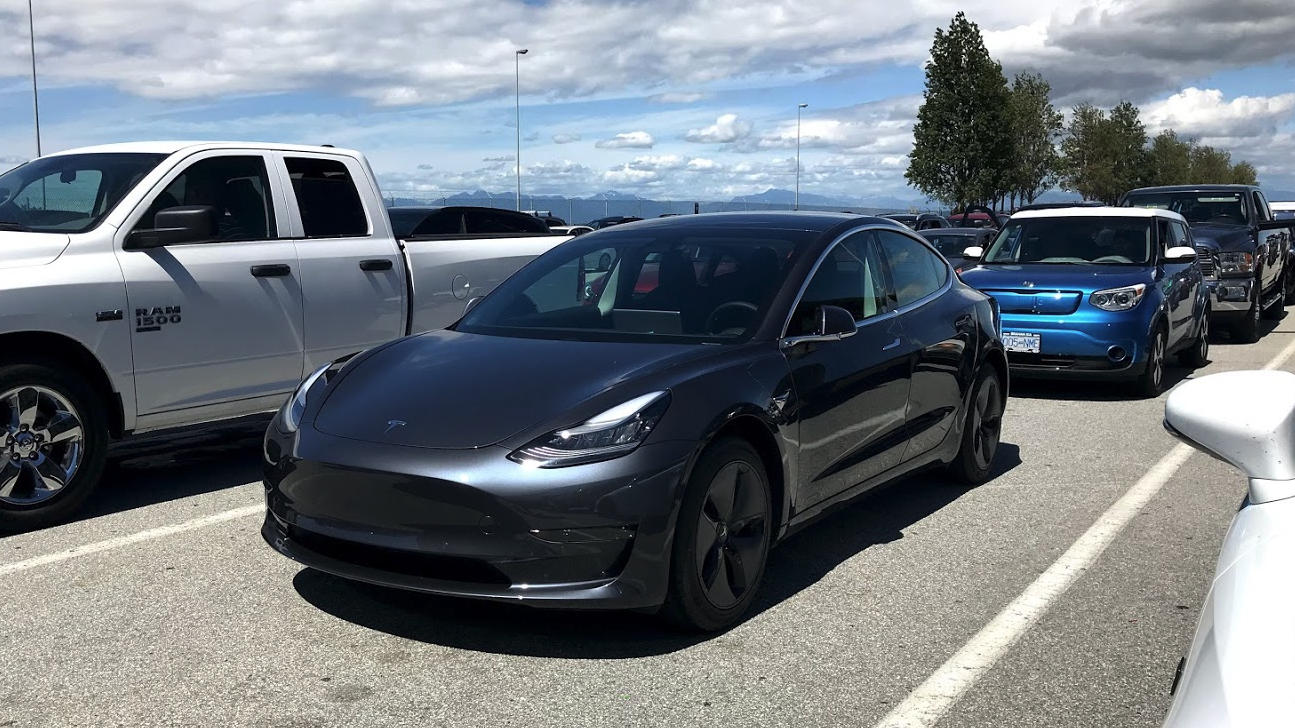 Tesla waiting in line at BC Ferries