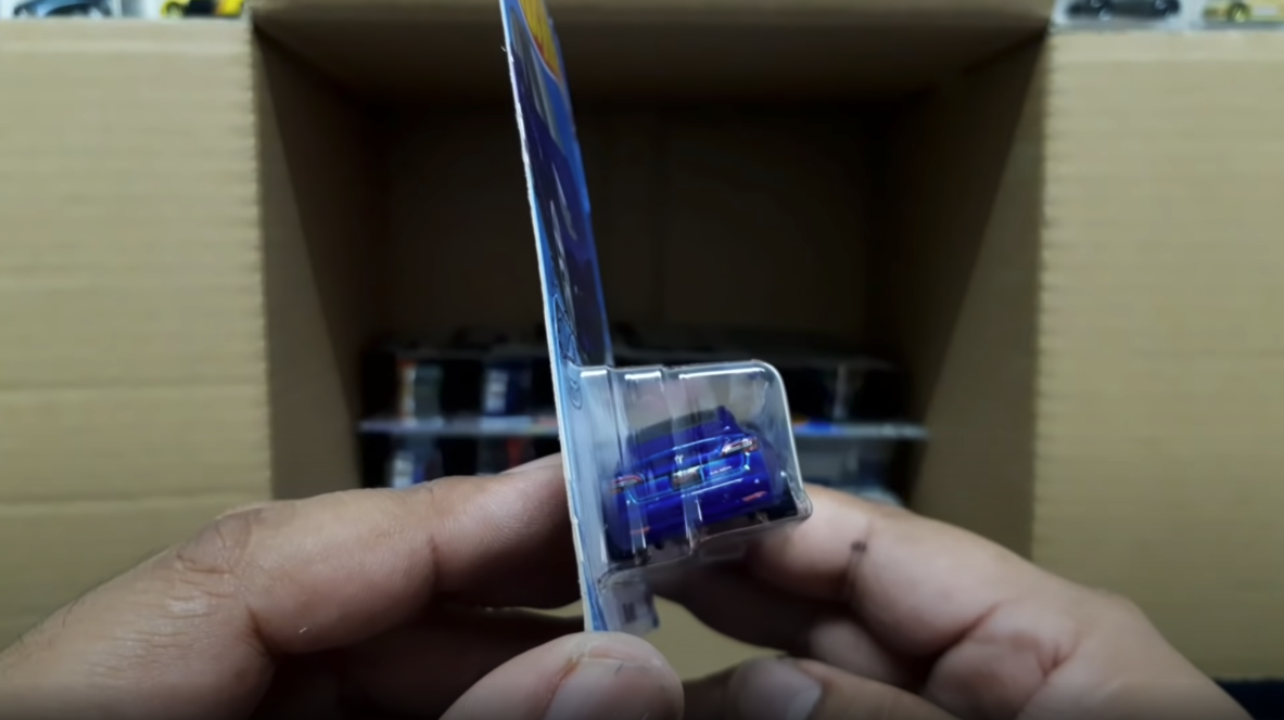 Blue Tesla Model 3 Hot Wheels rear