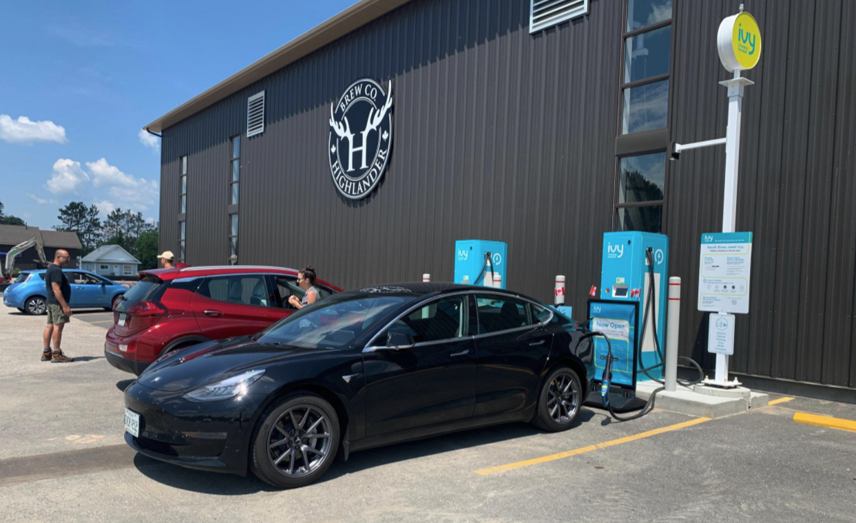 Highlander Brew EV chargers Tesla