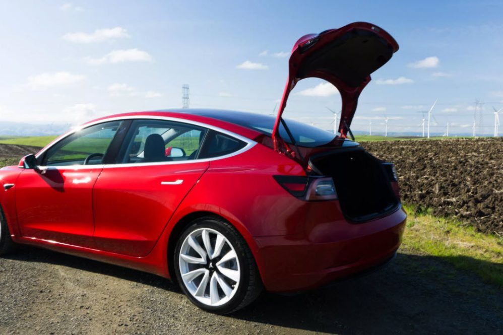 Tesla Model 3 trunk open