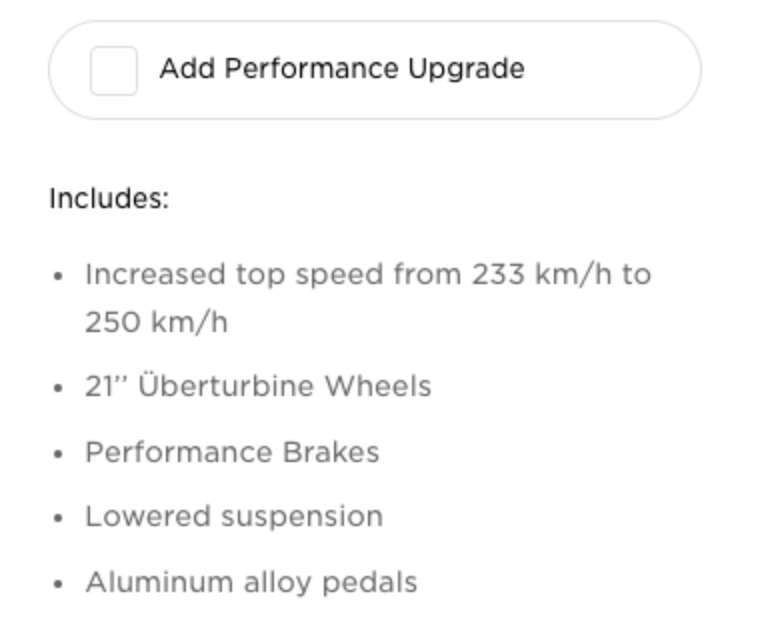 Tesla Model Y Performance Upgrade package