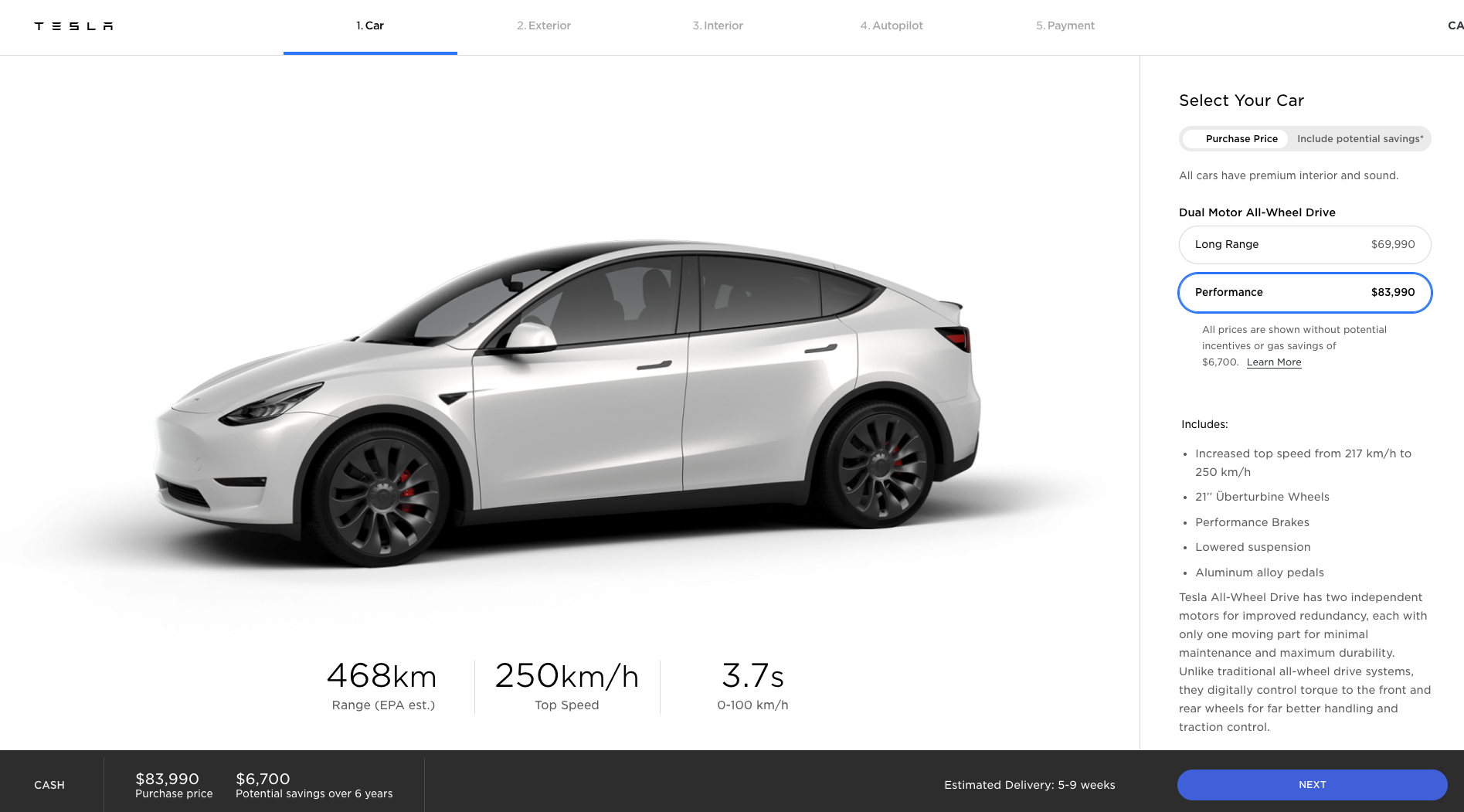 Tesla performance upgrade on sale model y