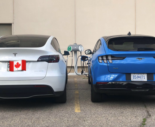 Tesla Model Y side by side with Ford Mach-E