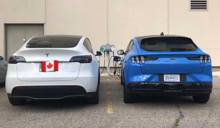 Tesla Model Y side by side with Ford Mach-E