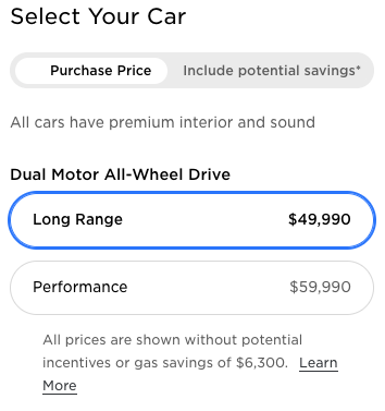 Tesla US Model Y prices after