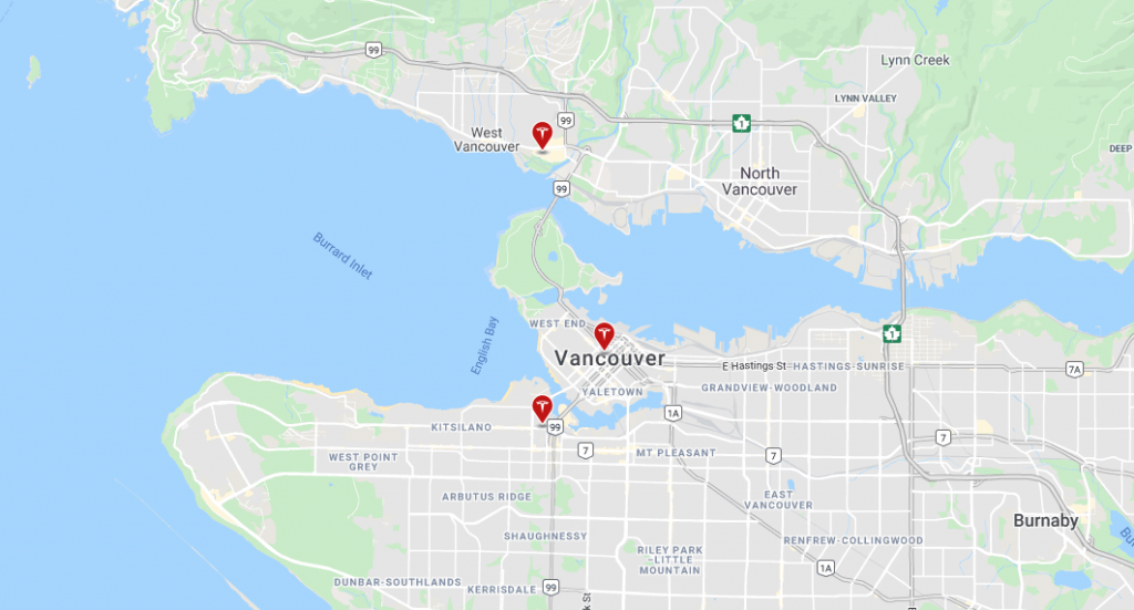 Tesla locations Vancouver