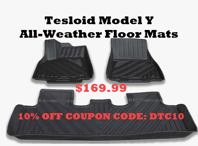 Tesla Model Y all-weather floor mats from Tesloid for $149.99 - plus save  10% with coupon code DTC10 [Deal] - Drive Tesla