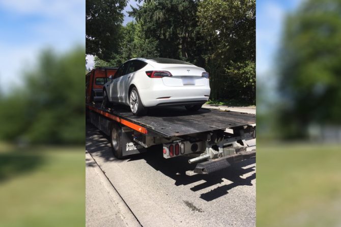 Coquitlam Tesla towed