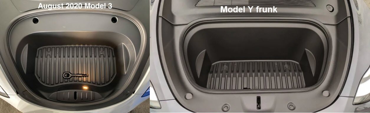 Model 3 vs Model Y frunk