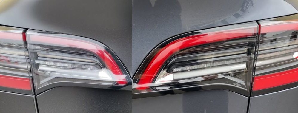 New Tesla Model Y taillights comparison