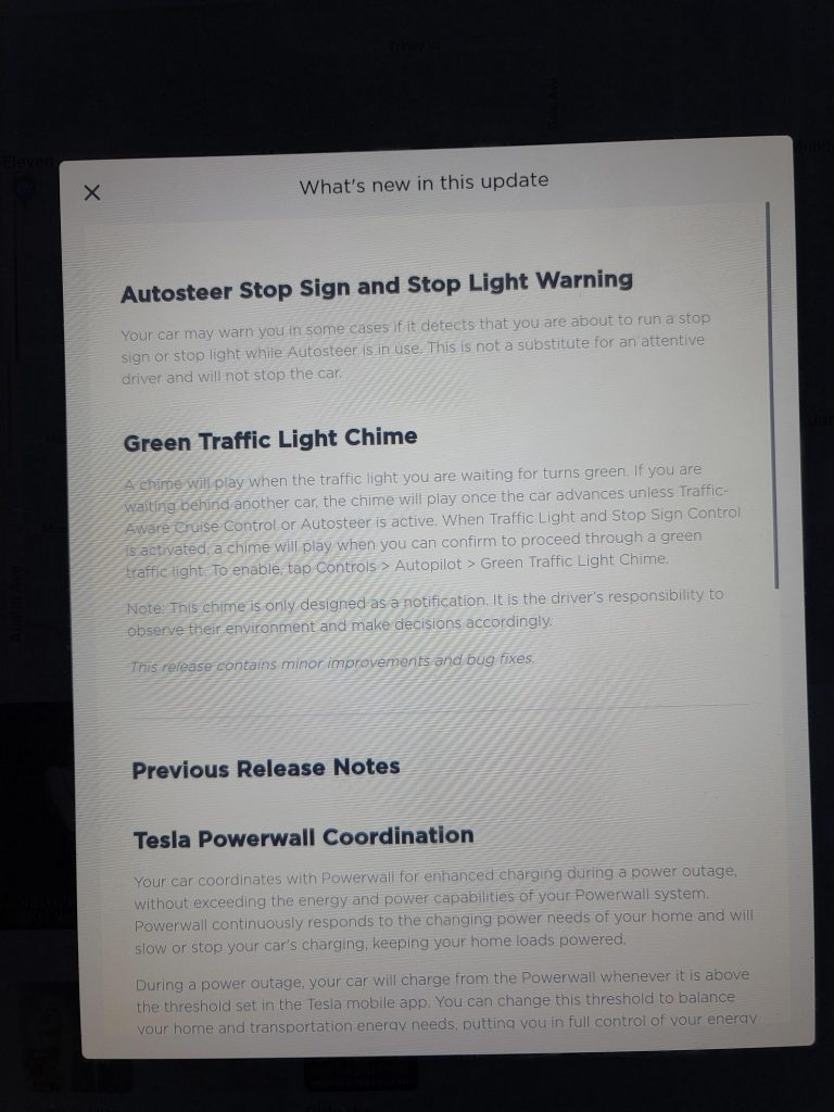 Tesla 2020.36 release notes Model S X