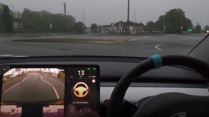 Tesla Driver Magic Roundabout Swindon