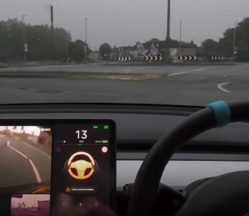 Tesla Driver Magic Roundabout Swindon