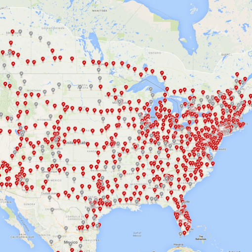 Tesla Supercharger map North America