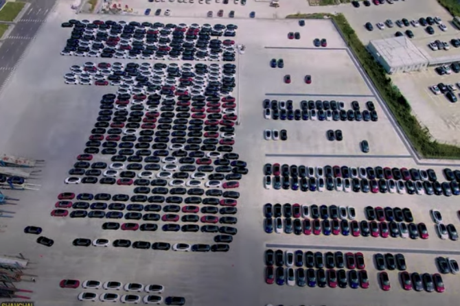 Giga Shanghai Model 3 parking lot