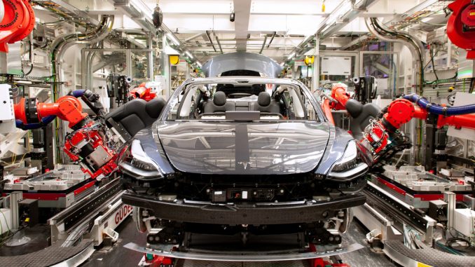 Tesla Model 3 on manufacturing line