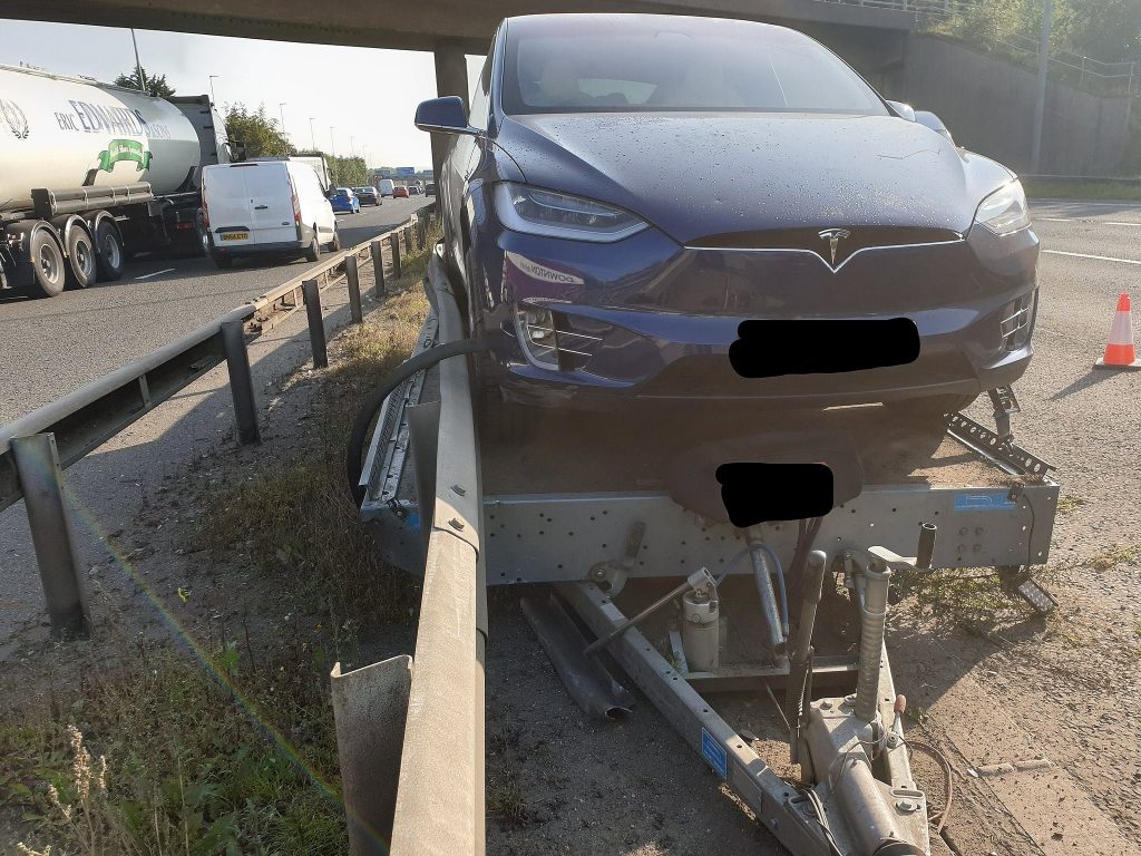 Tesla Model X on trailer