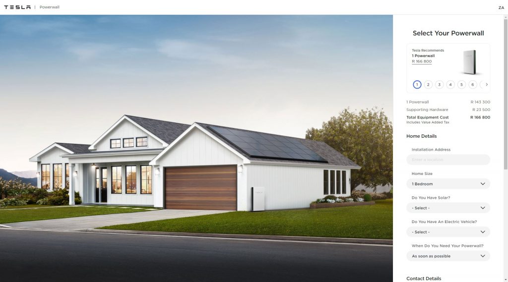 Tesla Powerwall South Africa page