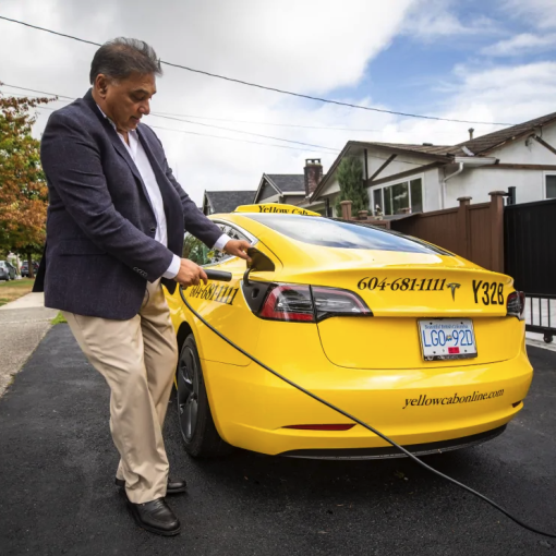 Tesla taxi Vancouver Yellow Cab