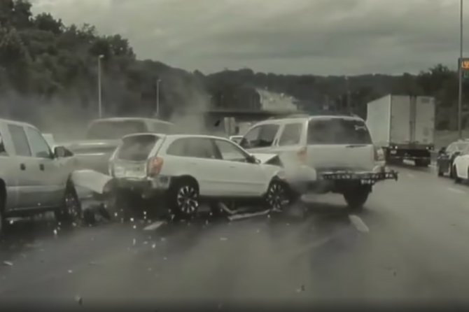 TeslaCam highway crash
