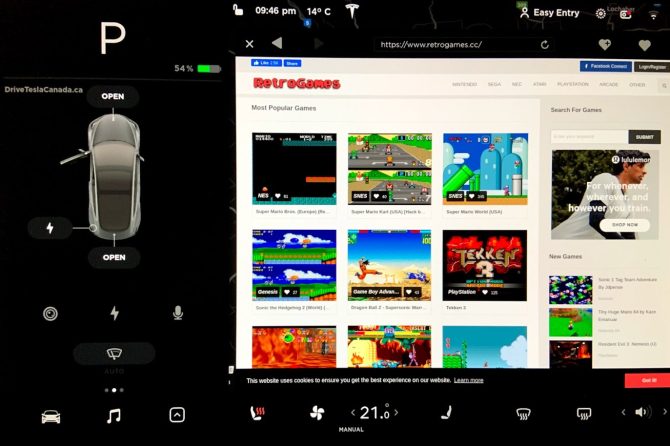 Retro video games in Tesla