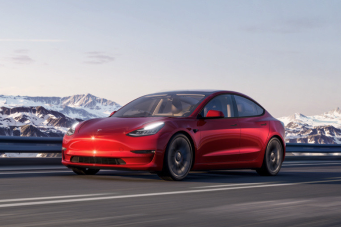 Tesla Model 3 mountains