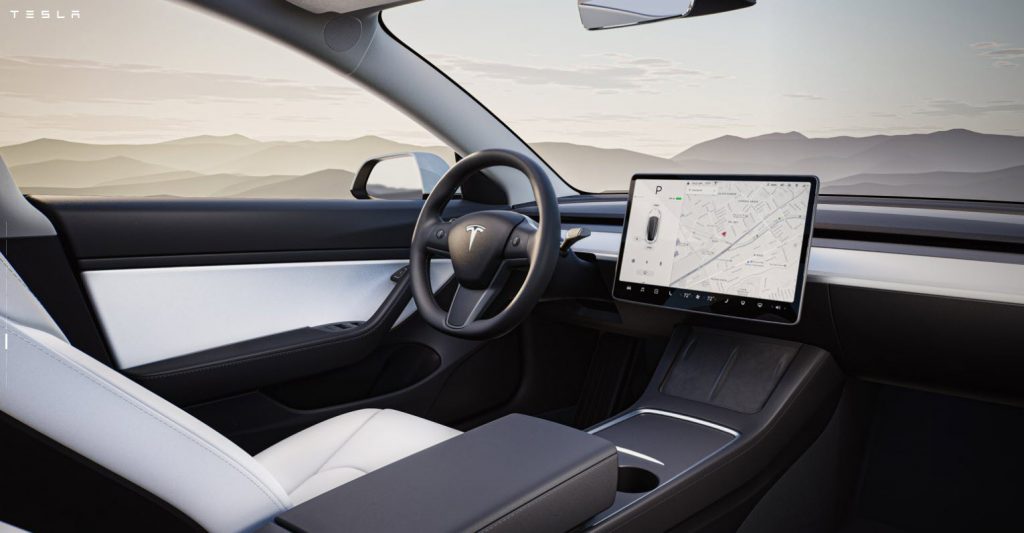 Tesla Model 3 white interior