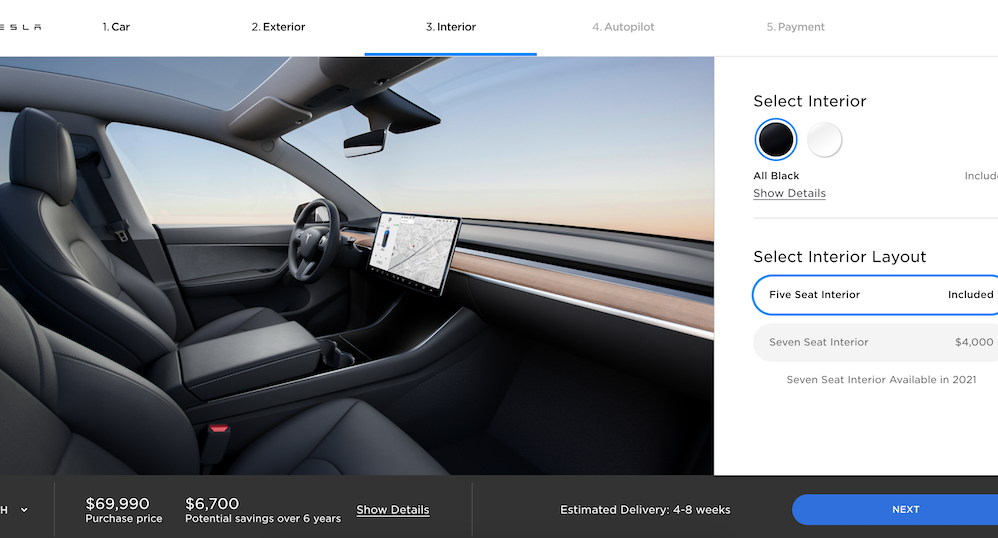 Tesla Model Y 7 seat configurator
