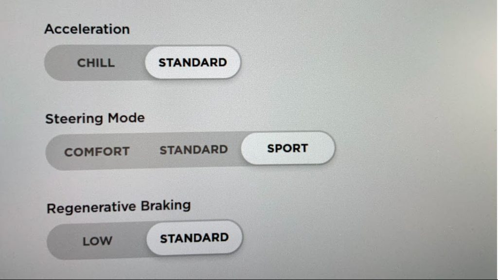 Tesla regen braking options