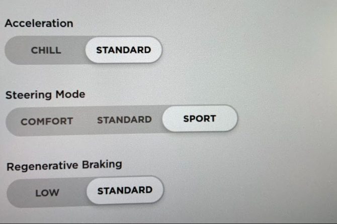 Tesla regen braking options