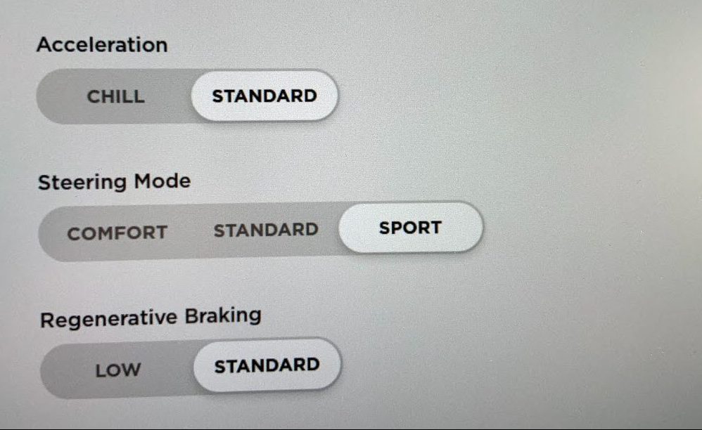 Tesla regen braking options