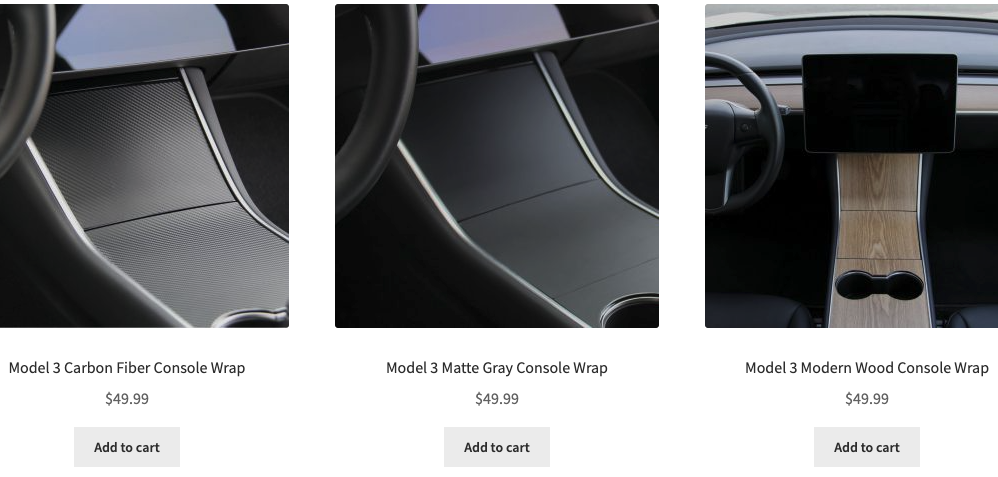 Tesloid center console wraps