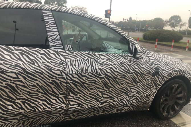 Camouflaged Tesla Model Y new dash