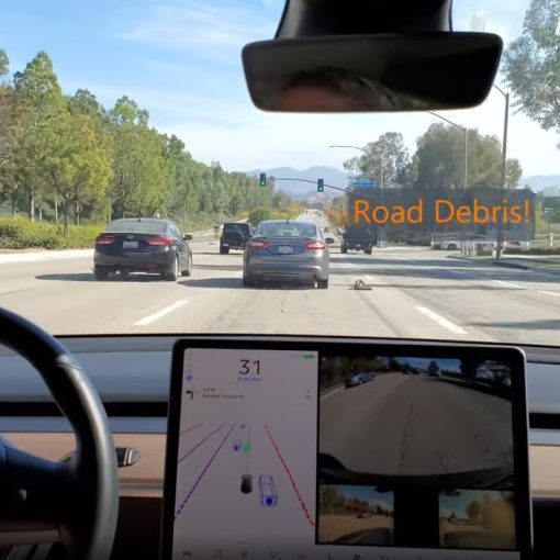 Tesla FSD road debris