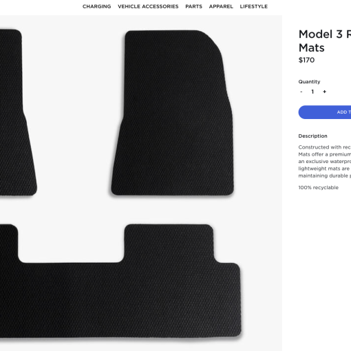 Tesla Rugged Textile mats shop